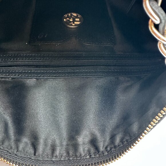 DKNY Bag Leather Quilted Black with Gold Hardware and Gold Chain Shoulder Straps - Picture 12 of 16